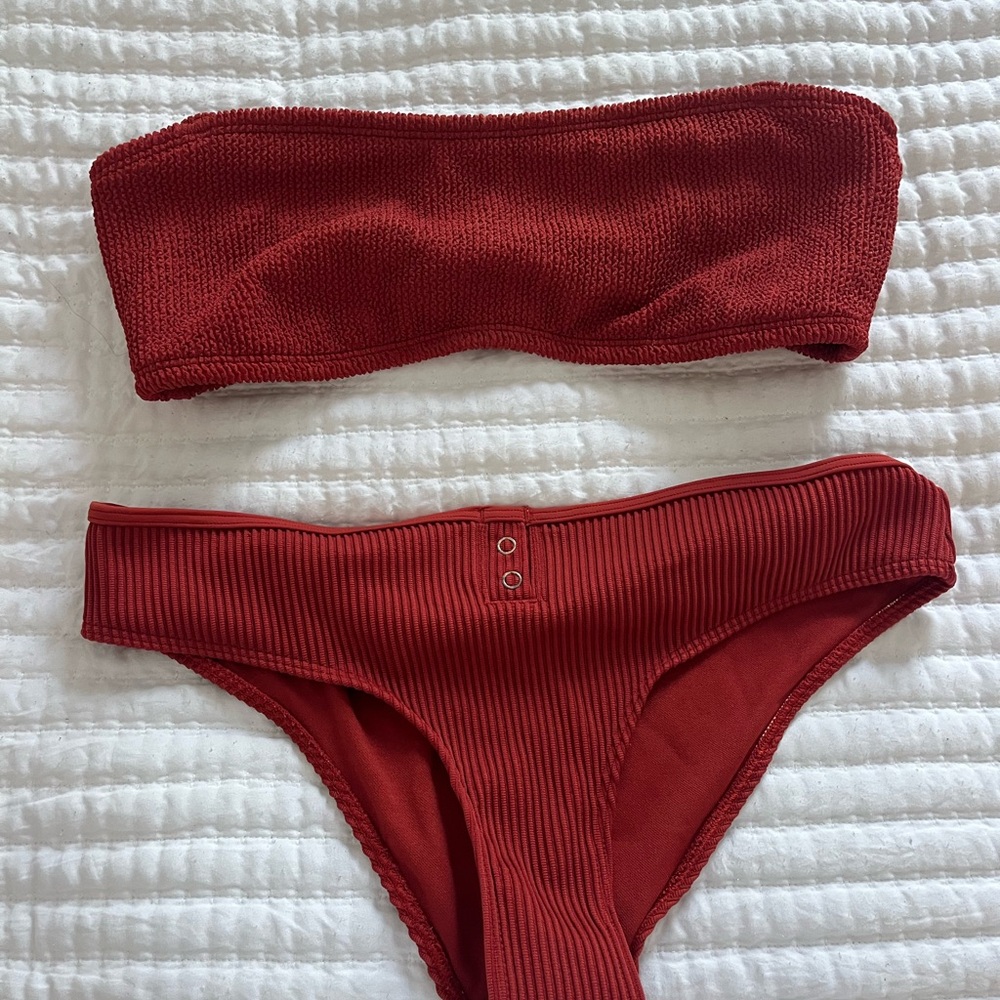 Red Bandeau Bikini Set